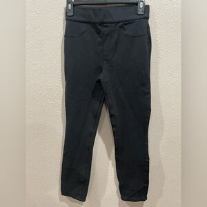 SPANX Black High-Rise Leggings with Red Logo Tag